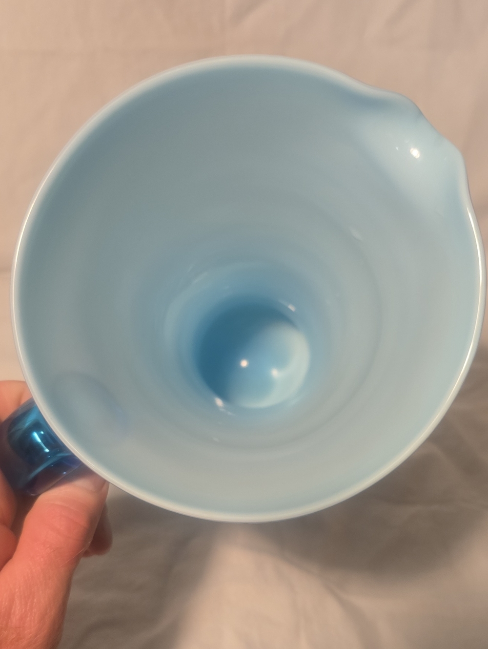 Vintage MCM Empoli Blue Cased Glass Pitcher Ewer Italian Art Glass 11” Perfect - Picture 5 of 7